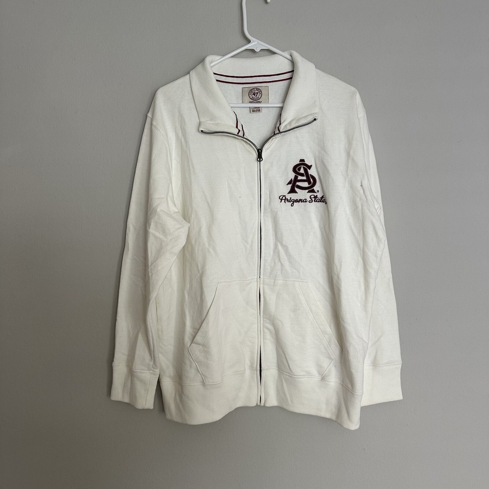ASU Devils Jacket Mens M 47 Brand Full Zip Sweatshirt Mock Neck Maroon White